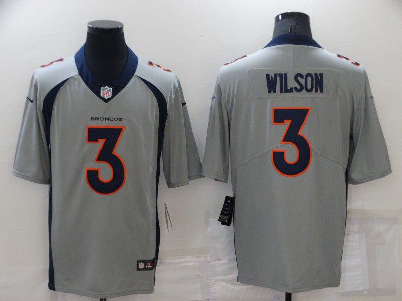Men Denver Broncos #3 Wilson Grey Nike Vapor Untouchable Limited 2022 NFL Jersey